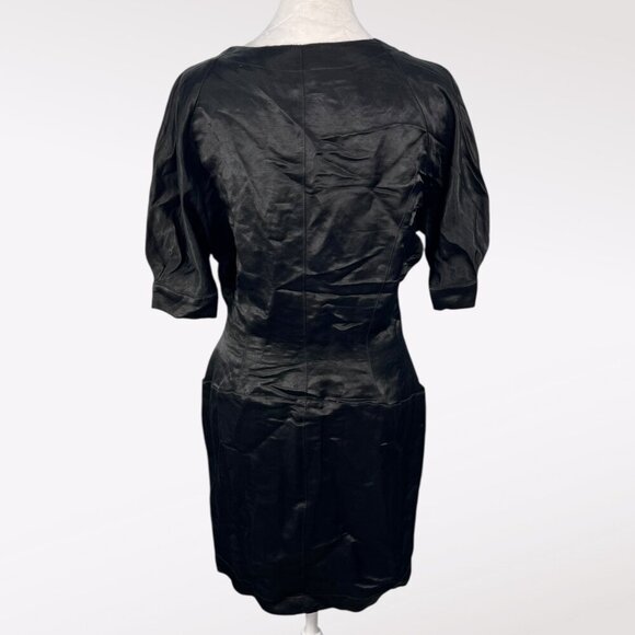 Vintage Italian Black Puff Sleeve Mini Dress Small - Picture 5 of 10